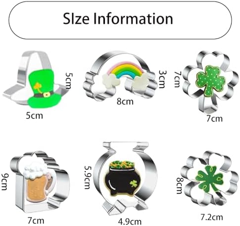 Varodly 6 Pcs St Patricks Day Cookie Cutters Set 1