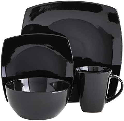 Gibson Soho Lounge Square Black Dinnerware Set 16pc