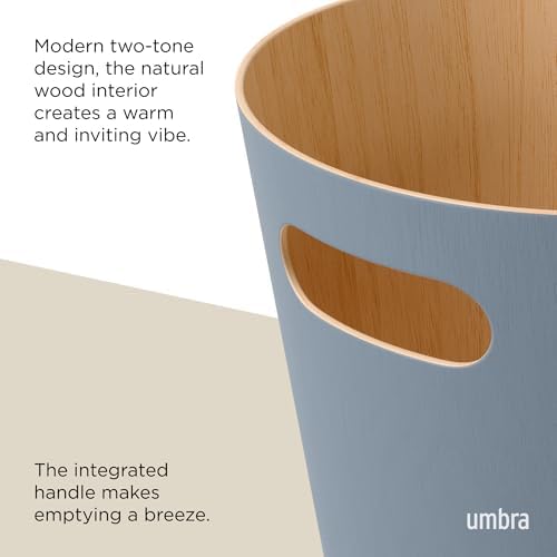 Umbra Woodrow 2-Gallon Wooden Trash Can Slate Blue
