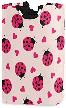 MOYYO Foldable Laundry Basket with Handles and Unique Ladybug Design 1