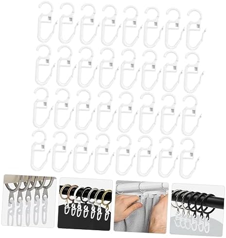 MAGICLULU 50pcs Plastic Curtain Hooks Easy Install Remove