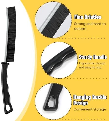 Pinsit 4Pcs Crevice Cleaning Brush Set with Hooks for Kitchen and Bathroom