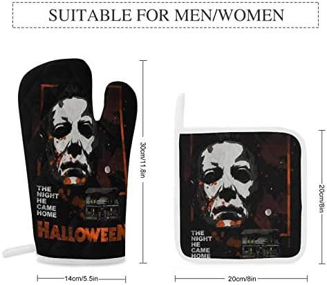 ZHANGXM Halloween Michael Myers Oven Mitts and Pot Holders Set