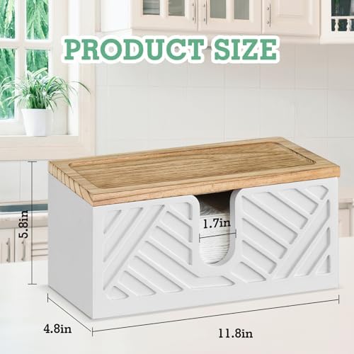 Solid Wood Paper Towel Dispenser Wall Mounted with Lid 1
