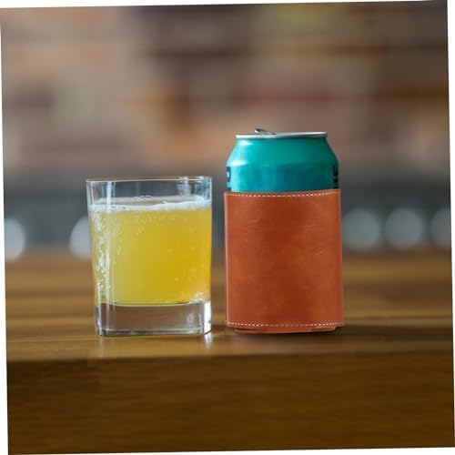 Zerodeko 4pcs PU Leather Beer Can Cooler Set