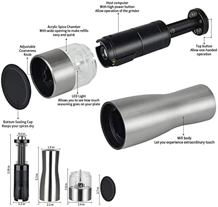 Refillable Pepper Mill Salt and Pepper Grinder Set