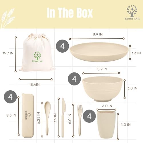 ECOSTAR Unbreakable Wheat Straw Dinnerware Set