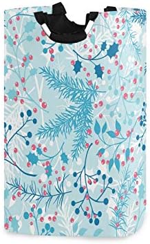 Susiyo Blue Winter Plants Laundry Basket Foldable