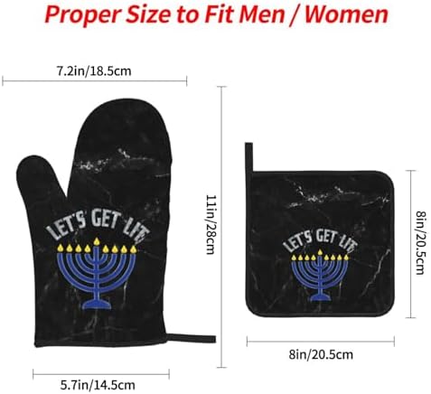 Happy Hanukkah Oven Mitts and Pot Holders Set 4 PCS