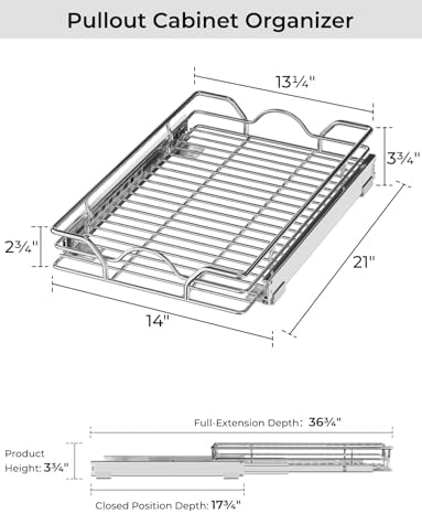 StorageWorks Pull Out Cabinet Organizer 14L x 21W x 37H