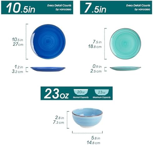 Vancasso Bonita Blue Stoneware Dinnerware Set 18 Pieces