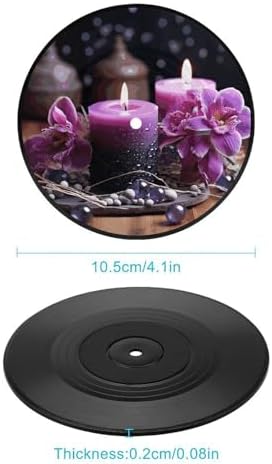VFKLT Purple Flower Candle Record Coasters