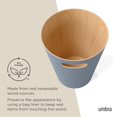 Umbra Woodrow 2-Gallon Wooden Trash Can Slate Blue