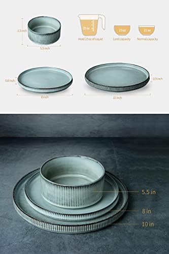 Famiware Smoky Blue Dinnerware Set for 6 18-Piece Stoneware