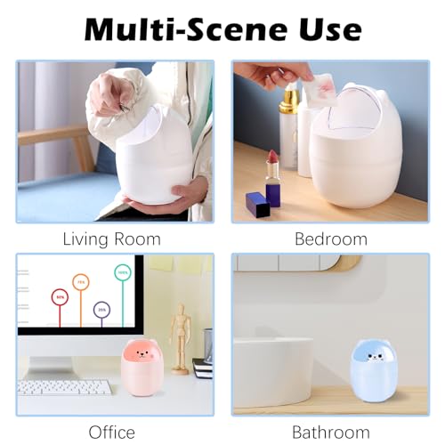 3 Pack Cute Desktop Trash Can with 180 Bags