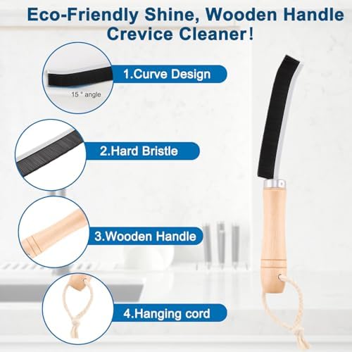 Hard Bristle Crevice Cleaning Brush Set 3PCS Wood Handle