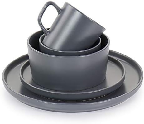 Elama Luxmatte Dark Grey Dinnerware Set 20 Piece