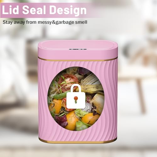 Steo Spce Automatic Touchless Trash Can 26 Gallon Gold Pink