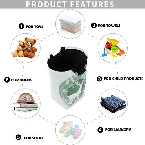 visesunny Collapsible Reindeer Laundry Basket with Handle