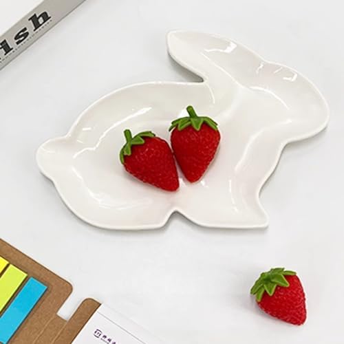 BinaryABC Bunny Rabbit Dinner Plates Easter Serving Dish Plate with Cute Design White