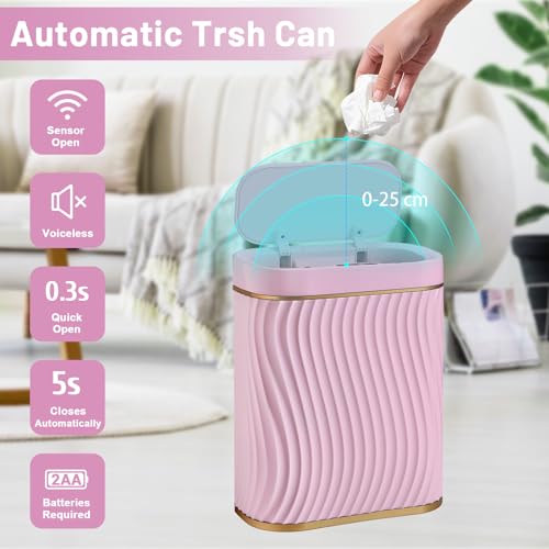 Steo Spce Automatic Touchless Trash Can 26 Gallon Gold Pink