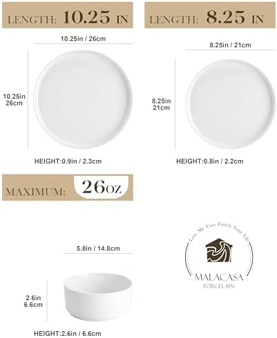 MALACASA 18Pcs LEAD-FREE Dinnerware Set for 6
