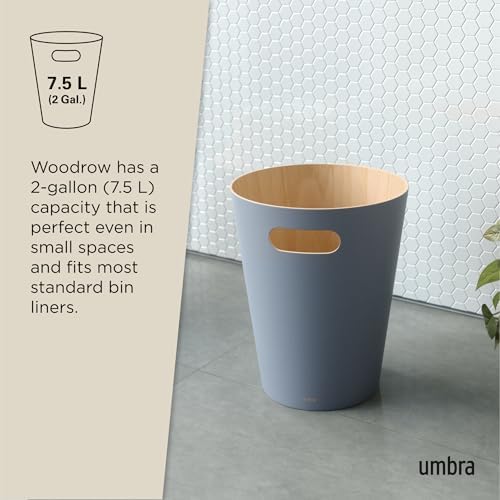 Umbra Woodrow 2-Gallon Wooden Trash Can Slate Blue