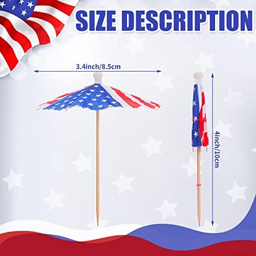 150 Pieces American Flag Cocktail Picks with Wood Toothpicks