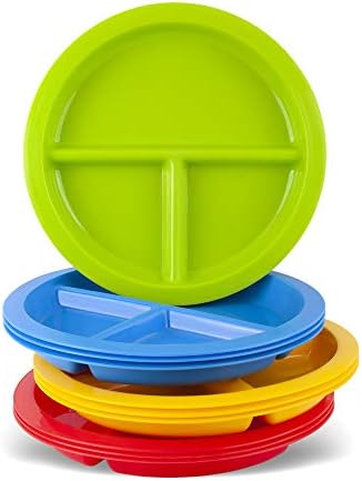 PLASKIDY 3-Compartment Kids Plates Set of 12