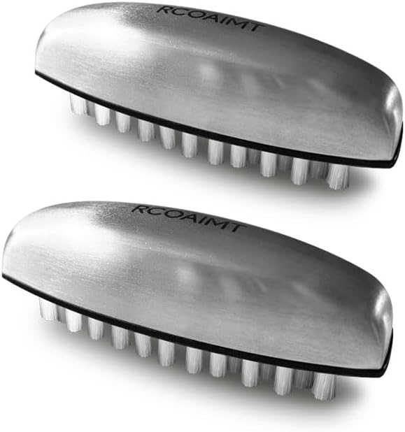 Multipurpose Brush Set 2-Pack Stainless Steel Grip for Vegetables and Nails
