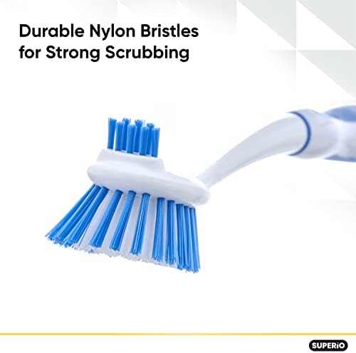 Superio Dish Washing Scrubber Brush - 2 Sided Long Handle Non Scratch