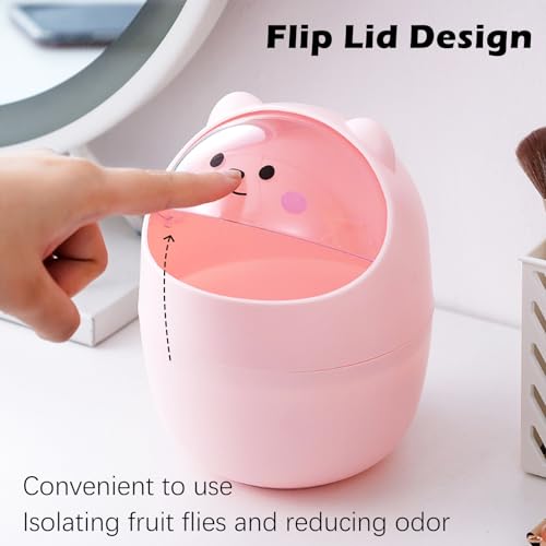 3 Pack Cute Desktop Trash Can with 180 Bags