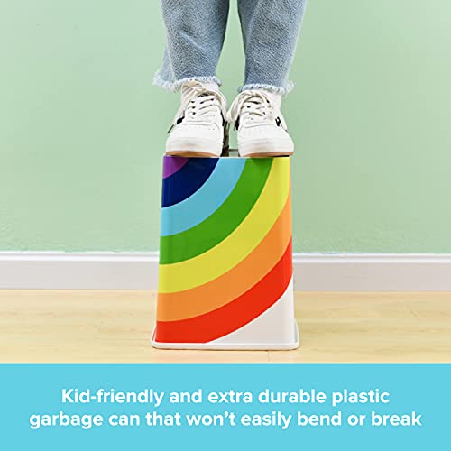 Rainbow Trash Can for Kids Room with Swing Top Lid