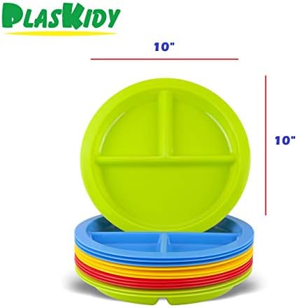 PLASKIDY 3-Compartment Kids Plates Set of 12
