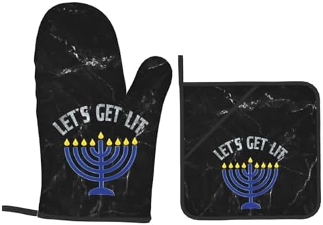 Happy Hanukkah Oven Mitts and Pot Holders Set 4 PCS