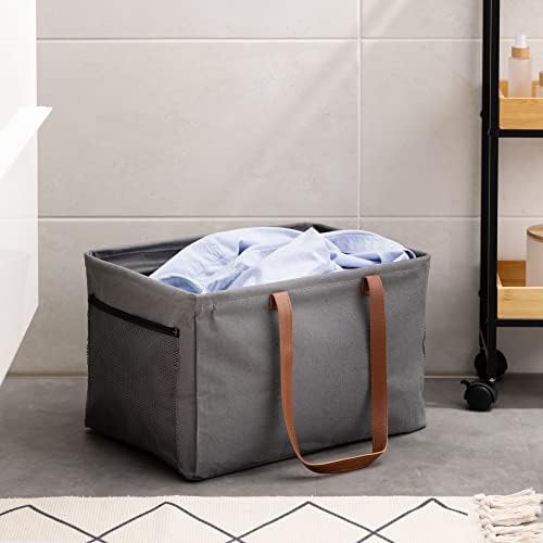 Navaris Collapsible Laundry Baskets Set of 2 Gray