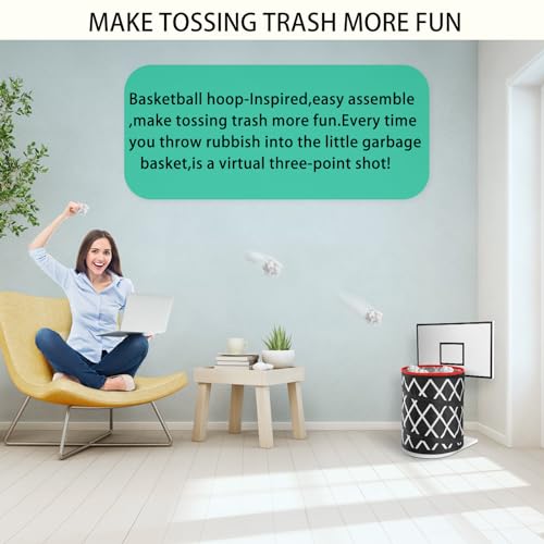 LXURY Basketball Hoop Trash Can - Collapsible Wastebasket for Home Office Gym