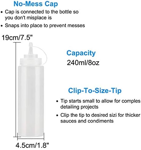 Uxcell 8oz Squeeze Bottle with Cap for Condiments and Kitchen Use
