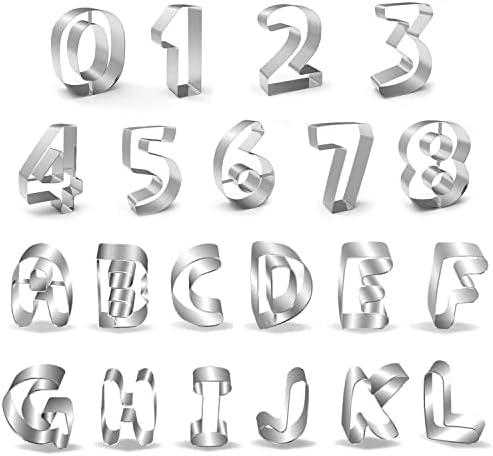 FUBARBAR 35pcs Alphabet Number Cookie Cutters Set