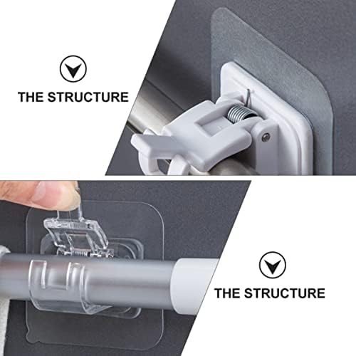 Amosfun 4Pcs No Drill Transparent Shower Rod Holder