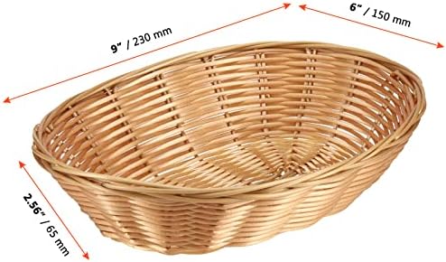 SINJEUN 20 Pack Light Brown Wicker Bread Basket