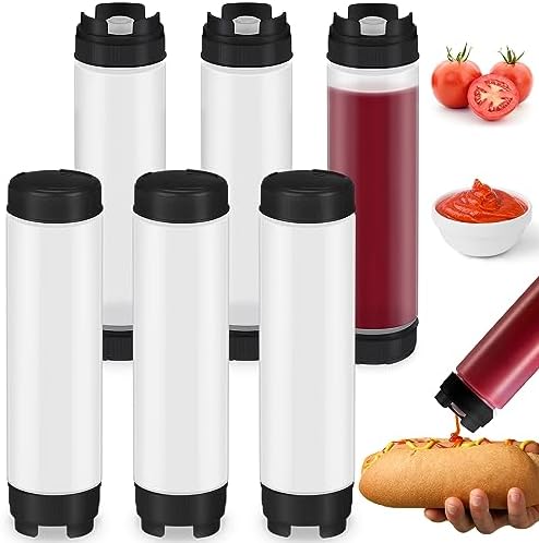 Sabary 6 Pcs 16 oz Condiment Squeeze Bottles with Inverted Design