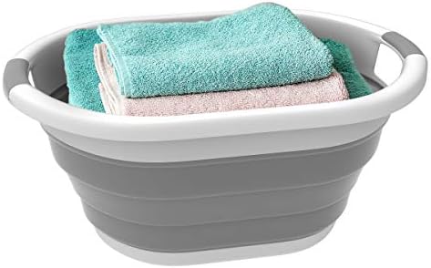 Collapsible Laundry Basket with Comfort Grip Handles - Space Saving Gray