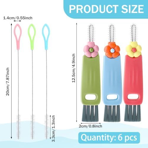 3Pcs 3 in 1 Cup Lid Cleaning Brush Set with Straw Cleaner