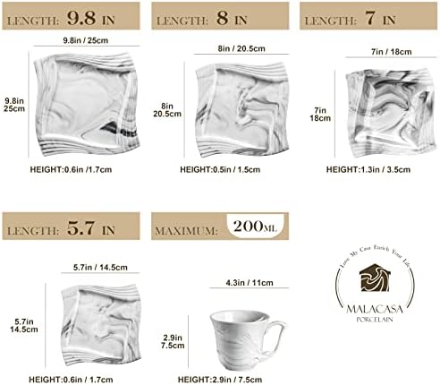 MALACASA Marble Gray 30-Piece Dinnerware Set for 6