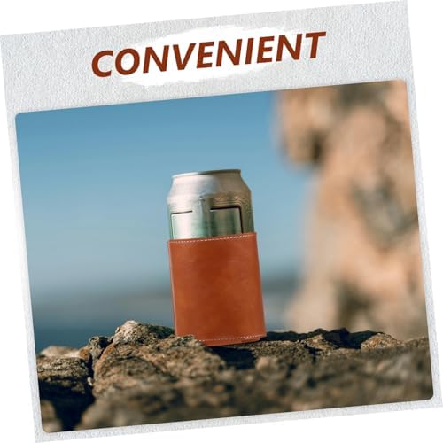 Zerodeko 4pcs PU Leather Beer Can Cooler Set