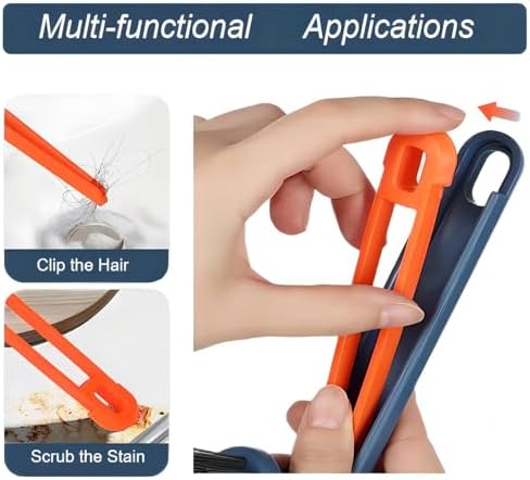 2Pcs Hard Bristle Crevice Cleaning Brush with Clip and Rotating Handle
