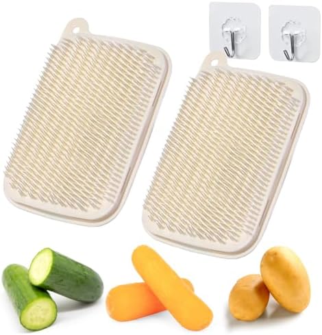 2 PCS Vegetable Brush with Hanging Hooks and Soft Bristles