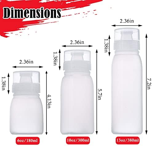 RAMFIYN 5-Nozzle Condiment Squeeze Bottles - 6pcs 10oz Set with Leakproof Lids