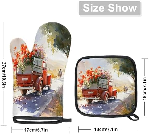 Eativisa Flower Truck Road Oven Mitt Set